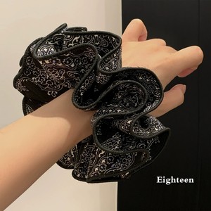 Nouveauté Automne : Chouchous Élastiques Double Couche en Tissu Vintage Imprimé Paisley Café pour Femmes - Product Image 2