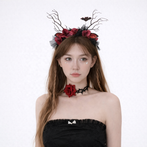 बच्चों के लिए हेलोलीन उत्सव हेडबैंड, दुष्ट रक्तकर्दलिंग बिल्ली कान फूल सींग का फूल का सामान - Product Image 4