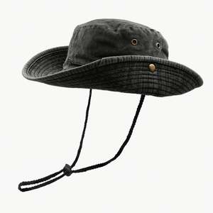 Chapeau bob en denim de coton vintage surdimensionné OEM avec large bord en corde, chapeau bob personnalisé pour la pêche - Product Image 1