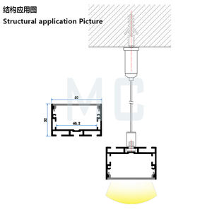1000*50*32mm soffitto a parete incasso U alluminio profilati canale per 2 linee flessibili Led strisce - Product Image 2
