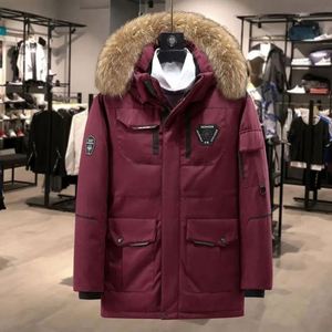 <b>Men's</b> Winter Warm Slim Hooded Thick <b>Puffer</b> Coat Cross-Border Short Style 95% Down Printed <b>Jacket</b> Canvas Zipper Drum Packaging - Product Image 3