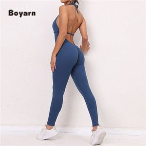 Boyarn Wholesale Women's Yoga One-Piece Bodysuit Workout <b>Romper</b> V Neck Design Sexy Bodysuits Full Length for Women - Product Image 3