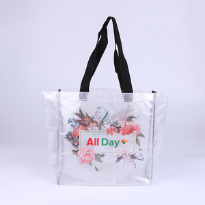 Customized Bulk Cute Outdoor Girls Knitting Boutique Clear Transparent Flower Side PP Woven Bag Promotional Plastics Bag