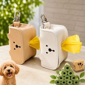 Cute Japanese Style PU Leather Pet Poop Bag, Adjustable Travel Trash Bag, Pet Cleaning Tool, Poop Bag Dispenser - Product Image 1