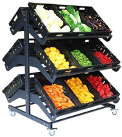 Ownace 1200Mm Aangepaste Metalen Meerlagige Winkel Winkel Groenteplanken Supermarkt Groente Fruit Display Rek