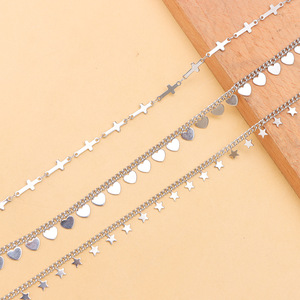 Chaîne de cheveux en métal plaqué, design étoile, lune, croix, accessoire décontracté unisexe - Product Image 3