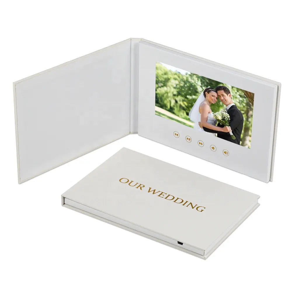 custom printing digital lcd screen linen wedding video books