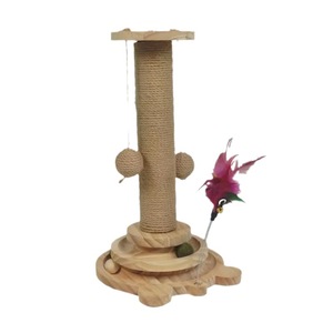 Rascador para Gatos de Madera Maciza, Plataforma Giratoria, Poste para Rascar, Juguete para Gatos, Estructura para Trepar - Product Image 1