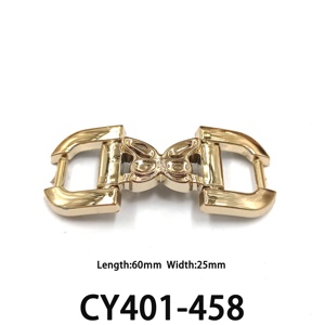 Fibbie per Scarpe Dorate alla Moda, Accessori in Metallo Rettangolari con Doppio Anello, Catena, Fiocco, Farfalla e Croce per Calzature - Product Image 2
