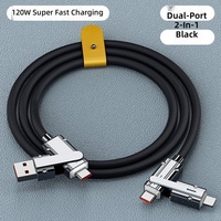Câble de charge USB-C Type-C 4-en-1 120W pour iPhone 15 16 17 18 Pro Max, Samsung, Xiaomi – Câble de charge rapide en silicone PD PVC