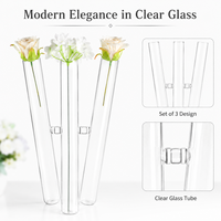 Nouvel ensemble de 3 cylindres en verre pour centre de table de mariage moderne, élégant vase doré rose, support de fleurs
