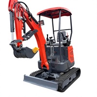 Mini-excavatrice sur chenilles de 1,5 tonne, excavatrice compacte sur chenilles avec cabine, godet standard pour la construction