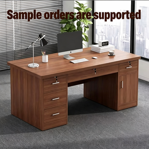 Ensemble bureau et chaise en bois minimaliste pour une personne, avec tiroirs verrouillables et finition résistante aux taches, pour les employés de bureau et l'usage domestique - Product Image 1