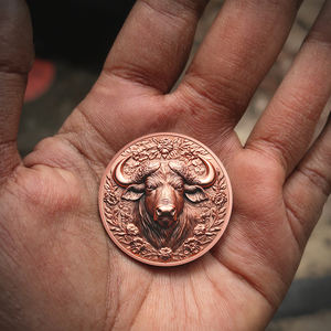 Hoog reliëf 3D 999 puur koper 1 troy ounce dierenmunt medaille collectie groothandel Afrikaanse buffel wildbescherming munt - Product Image 3