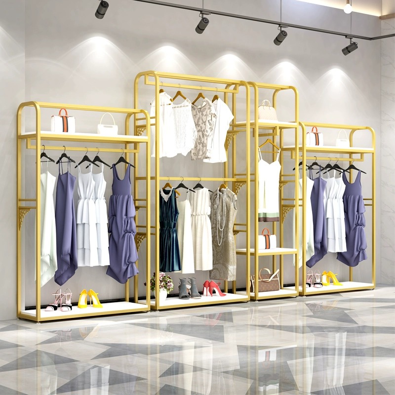 clothes rack for clothing store golden