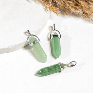 Meilleur Pendentif en Aventurine Verte Naturelle à Double Terminaison, Premium, pour Guérison, Alignement des Chakras, Méditation, Tendance, Usage Quotidien, Fête - Product Image 1