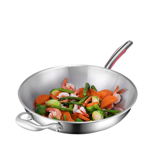 Juego de Wok antiadherente 304SS, mango de Metal resistente al calor, estufa de Gas de freidora profunda de <span class=keywords><strong>3</strong></span> capas, utensilios de cocina compatibles con tapa de vidrio templado de varios tamaños para - Product Image 5
