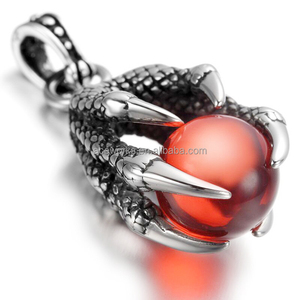 Retro Stainless Steel Dragon Claw Urn Necklace for Ashes | Gothic <b>Memorial</b> Cremation Jewelry Keepsake Pendant with Colorful Orb - Product Image 2