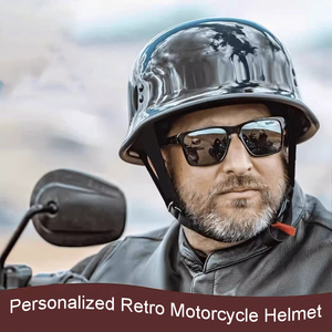<span class=keywords><strong>Casco</strong></span> <span class=keywords><strong>de</strong></span> Motocicleta Alemán Vintage, <span class=keywords><strong>Casco</strong></span> <span class=keywords><strong>de</strong></span> Moto Abierto Retro para Cruiser y Scooter, Negro Mate, Accesorios para Cascos <span class=keywords><strong>de</strong></span> Conducción - Product Image 3