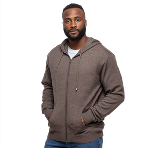 Sudadera con capucha para hombre, mezcla <span class=keywords><strong>de</strong></span> cachemira y lana fina, con cierre, hipoalergénica, aislante, <span class=keywords><strong>de</strong></span> <span class=keywords><strong>punto</strong></span>, con ajuste regulable. - Product Image 2