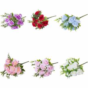 Flor artificial Rosa 7 cabezas Mary Rose sala de estar comedor Mesa dormitorio ramo de plástico adornos decorativos - Product Image 5