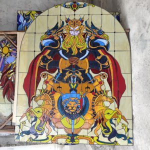 Panel de Vidrio Emplomado con Diseño de Ángel de Catedral, Hecho a Mano y Personalizado, de Gran Tamaño, con Marco de Hierro, de Proveedor de Fábrica China - Product Image 1