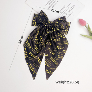 Extra Fashion Custom Your Logo Silky Satin <strong>Bow</strong> Hair <strong>Clips</strong> Long Tail <strong>Bows</strong> <strong>Clip</strong> for Girls Women Large Hair <strong>Bows</strong> Hairpin - Product Image 2