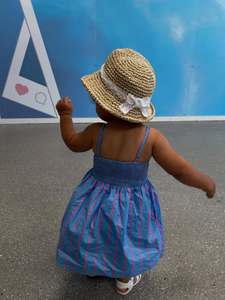 Abito Estivo da Spiaggia per Bambine, Vestito a Righe in Cotone con Spalline Smock - Product Image 3
