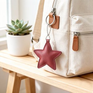 Porte-clés en cuir rembourré PU avec pendentif étoile 3D mignon en forme de pentagramme, idéal pour logo de marque - Product Image 3