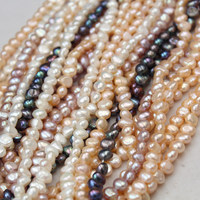 Perles de culture d'eau douce baroques orange rose percées sur le côté de 3-9 mm, en vrac, couleur pêche, pour la fabrication de colliers, bijoux et artisanat DIY