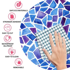 Vetro Look blu auto adesivo piastrelle per il bagno impermeabile mattonelle da parete <span class=keywords><strong>adesivi</strong></span> - Product Image 6