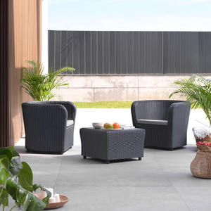Nova Tte--Tte Graphite Armchair and <b>Table</b> for Outdoor Use Recycled <b>Plastic</b> Contemporary Eco-Friendly <b>Garden</b> Set - Product Image 1
