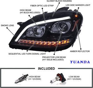 Adapté aux phares avant ML W164 2010-2011, compatible avec la modification des phares <span class=keywords><strong>Mercedes</strong></span> 09-12, feux de jour LED. - Product Image 2