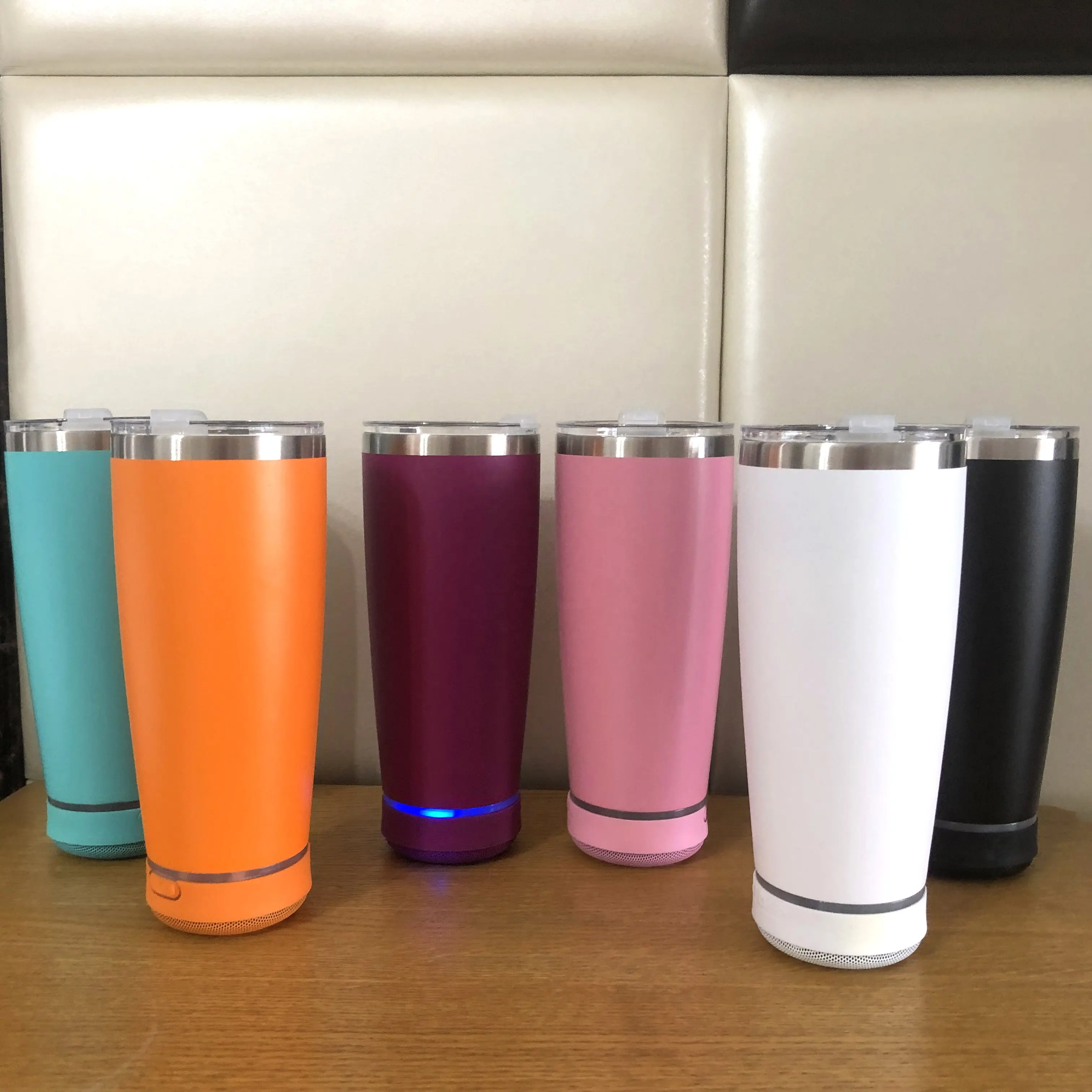 20oz music travel cup bluetooth speaker tumbler with rechargeable wireless bluetooth speaker on bottom