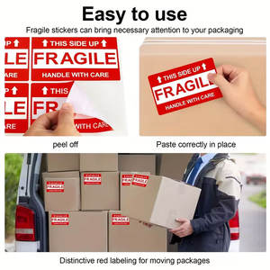Etiquetas Adhesivas de Advertencia de Frágil, Manipular con Cuidado, Autosellables, para Negocios, No Caer, Envío Exprés, Gracias - Product Image 6