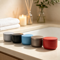 Vente en gros de boîtes rondes vides pour bougies de Noël, contenants pour bougies parfumées avec logo personnalisé, pots à bougies sans soudure avec couvercles