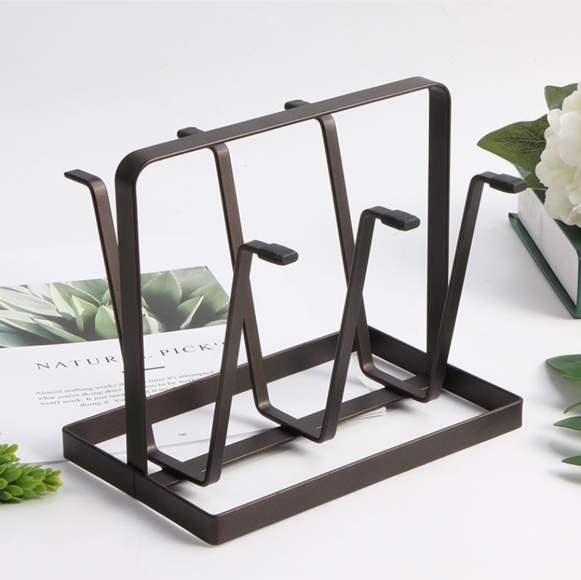 In Stock Factory Wholesale Wrought Iron Cup Holder 6 Glass Cup Holder Cup Drying Holder Home Use Kitchen Multi-functional Rack