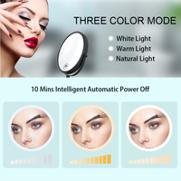 10x Miroir grossissant de maquillage moderne mural, mobile, extensible, 8 pouces, double face, éclairé et rechargeable