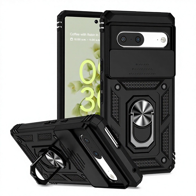 Grade Rugged Case for Google Pixel 10A 9 8 Pro 7A 6A Heavy Duty Armor Cover With Slide Camera Shutter Ring Kickstand