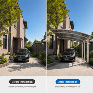 Abri de voiture en aluminium avec toit en polycarbonate, pergola |   Abri de jardin pour l'extérieur, auvent d'ombrage pour parking commercial - Product Image 4