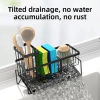 Égouttoir à vaisselle moderne et minimaliste en métal pour cuisine, non pliable, avec support pour éponge et panier de séchage pour assiettes et bols, à poser sur comptoir
