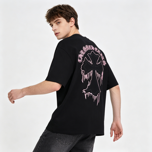 T-shirt da <span class=keywords><strong>uomo</strong></span> oversize personalizzate, con etichetta privata, taglie forti, in cotone, con spalle scese, all'ingrosso - Product Image 3