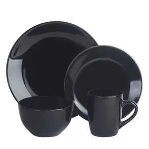 16pcs cheap oem modern used Black Sushi China Dinnerware sets for restaurants