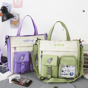 Sac fourre-tout en toile grande capacité avec fermeture éclair, imprimé lettres, pour collégiennes et femmes, personnalisable, livraison directe - Product Image 3