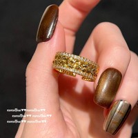 Ensemble de bagues vintage italiennes en tungstène brossé double face à motif losanges ajouré, avec zircon en forme d'épi de blé pour femme