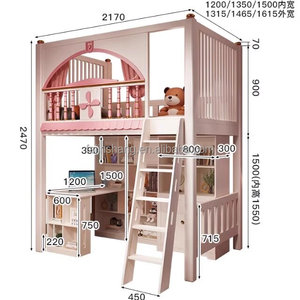 JS Furniture Nouveau design <span class=keywords><strong>Lit</strong></span> mezzanine Queen <span class=keywords><strong>Lit</strong></span> mezzanine Princess Mobilier de chambre à coucher <span class=keywords><strong>Lit</strong></span> mezzanine <span class=keywords><strong>en</strong></span> <span class=keywords><strong>bois</strong></span> avec toboggan et escalier de rangement - Product Image 3