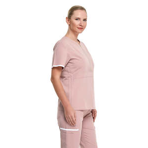 Super macios uniformes médicos enfermeira médica esfrega conjuntos entalhe pescoço top calças conjuntos - Product Image 3