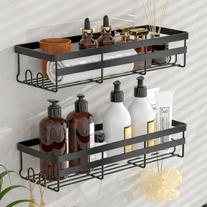 Paquete de 2 accesorios de baño Organización de artículos de tocador montados en la pared Estantes de <span class=keywords><strong>ducha</strong></span> de acero inoxidable sin perforación <span class=keywords><strong>con</strong></span> ganchos adhesivos - Product Image 3