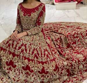 Royal lourd mariée indienne pakistanaise étage longueur robe cristal perles de verre broderie élégante tenue de mariage 2025 - Product Image 2