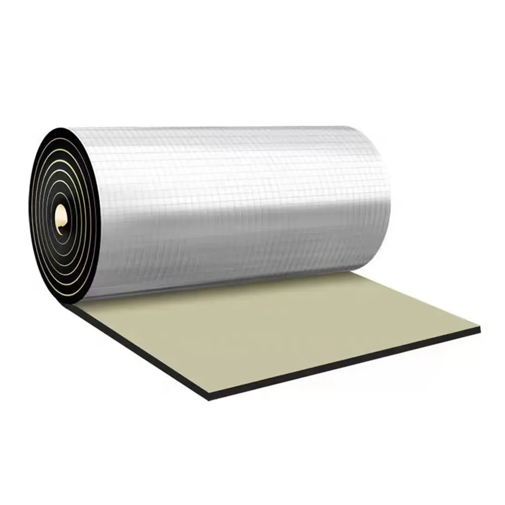 Isolation thermique acoustique pour murs en caoutchouc nitrile 10mm matériau d'isolation thermique en caoutchouc mousse avec feuille d'aluminium